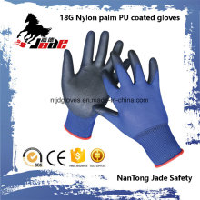 18г синий Линд ладони черный PU покрытием промышленные перчатки